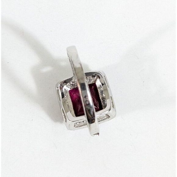 Size 9.25 - Pink Red Cubic Zirconia Square Cocktail Ring - Simulated gemstone - Picture 7 of 8